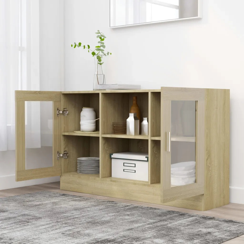 Armadietto Vetrina Rovere Sonoma 120x30,5x70 cm Multistrato 802789