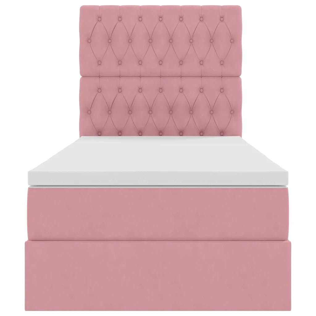 Letto con contenitore e materasso Rosa 90 x 200 cm Velluto
