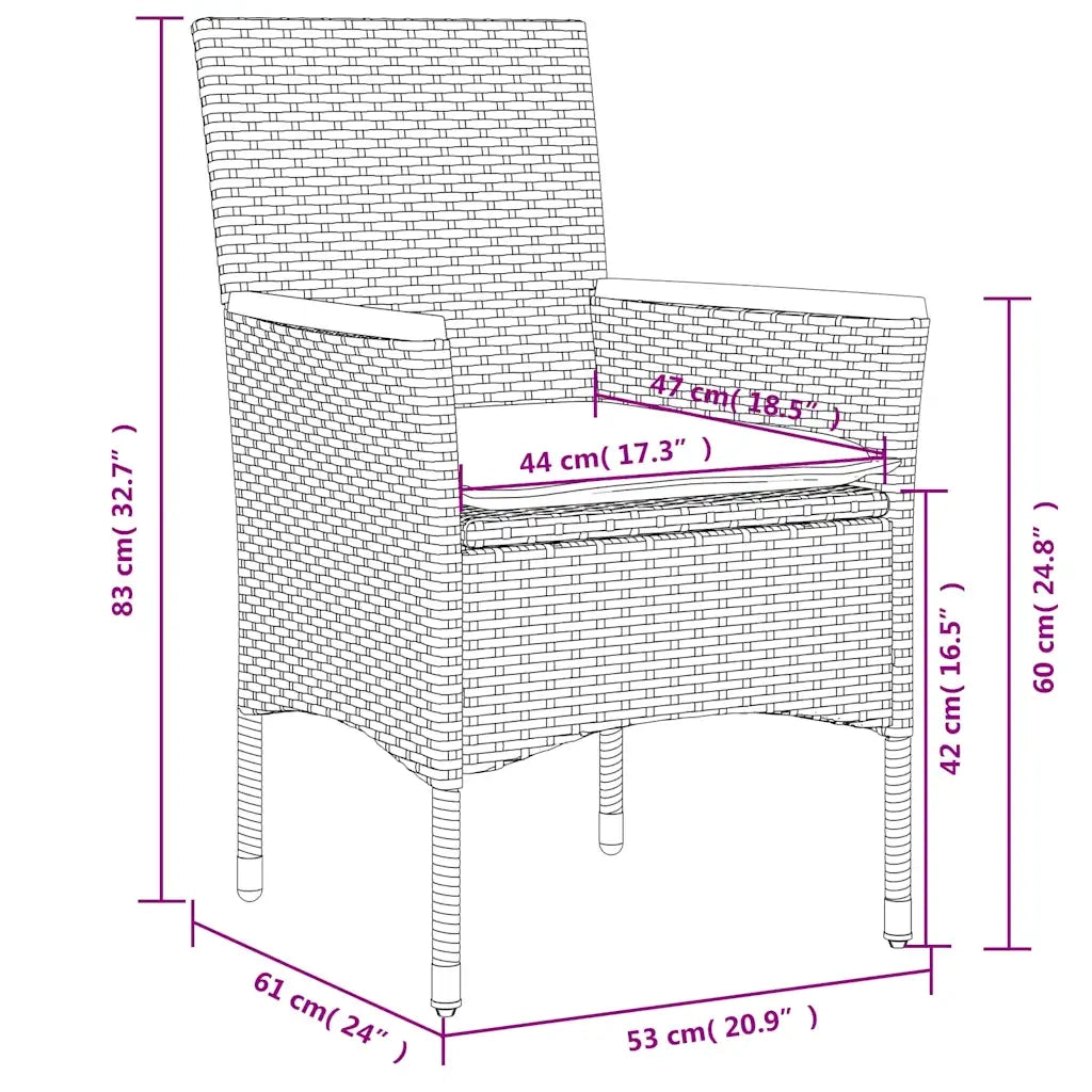 Set da Pranzo da Giardino 5 pz con Cuscini Polyrattan e Vetro 3278658