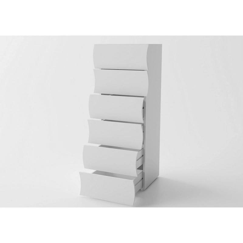 Cassettiera Onda Kommode 6 Cassetti – 50x121,7x40 – Bianco Lucido