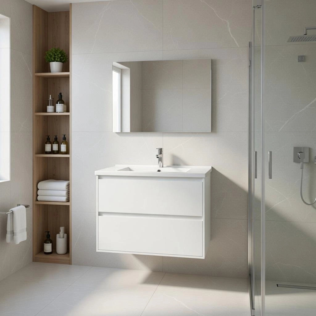 Composizione mobile bagno sospeso con cassetti cm 100 mod. ELEGANCE - Bianco Opaco