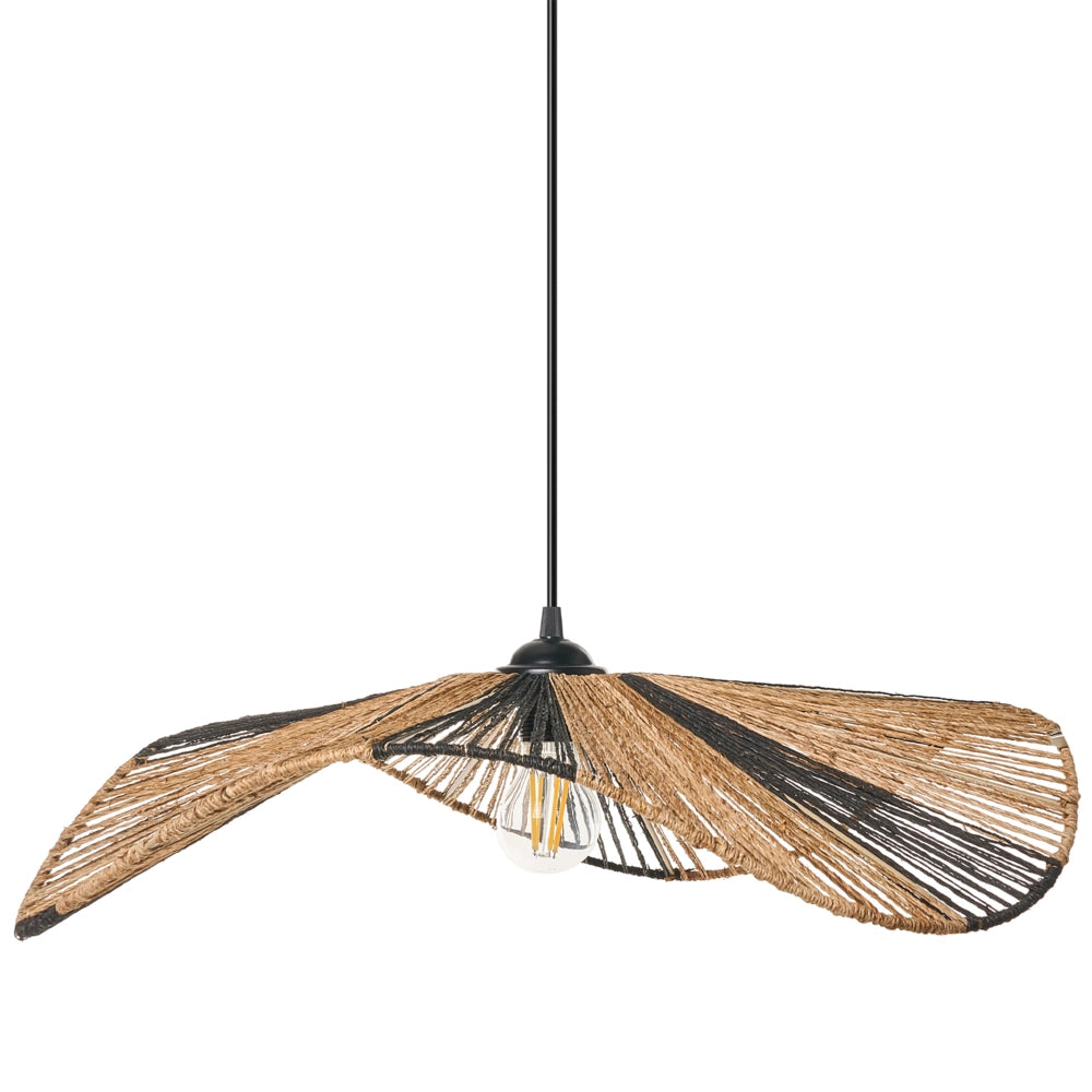 Lampada a sospensione in iuta naturale intrecciata in stile bohémien Lampadina aperta fatta a mano Illuminazione