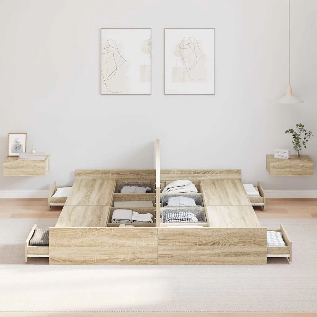 Struttura letto con contenitore Rovere Sonoma 140 x 200 cm 3335295