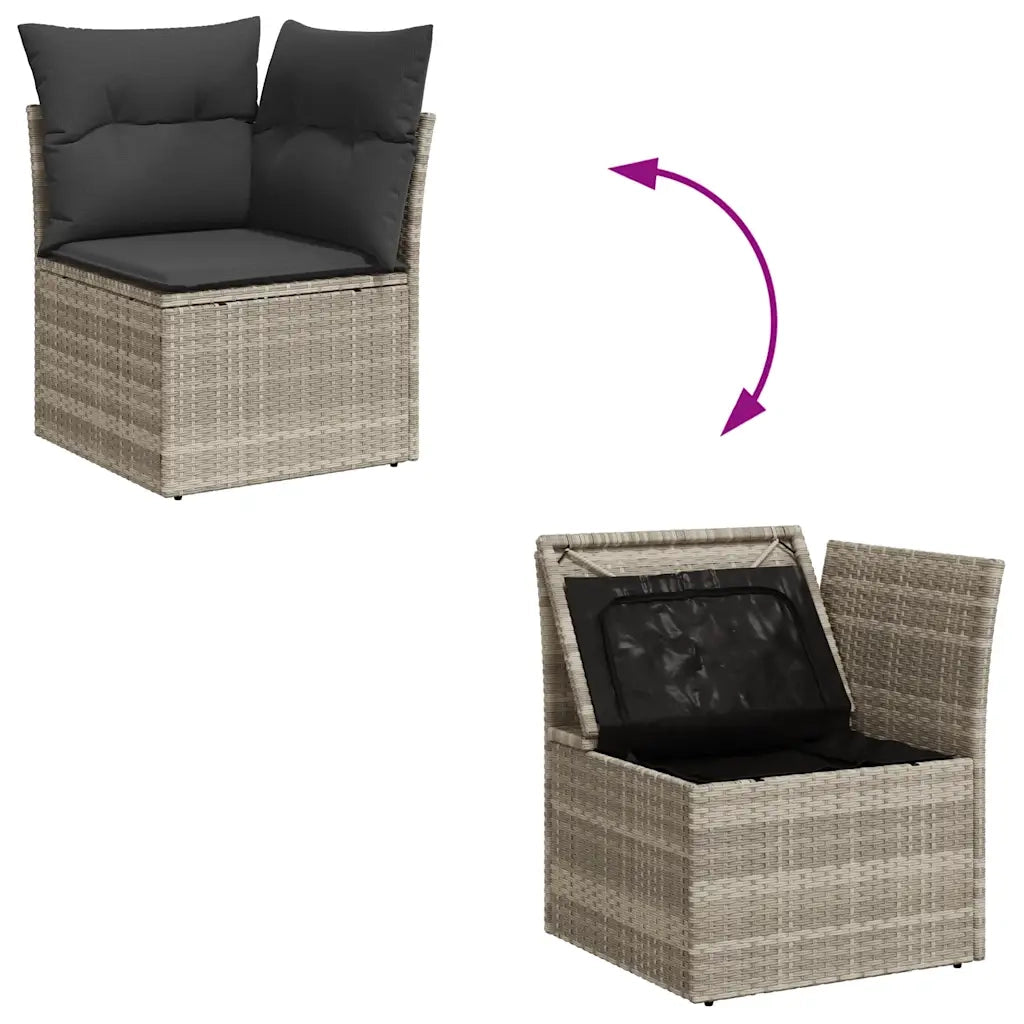 Set Divano da Giardino 9pz con Cuscini Grigio Chiaro Polyrattan 3326373