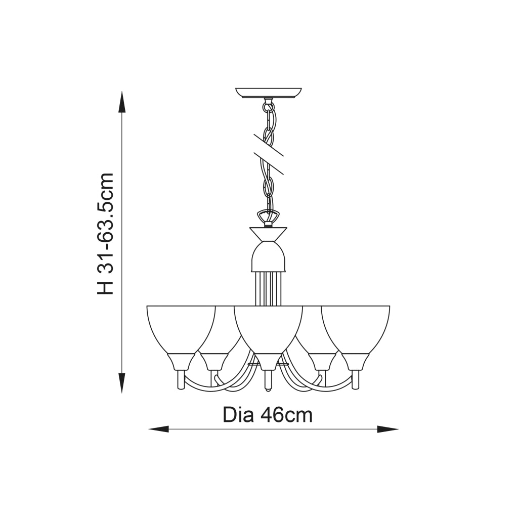 Lampadario classico Alton cromo satinato 5xE14 Endon