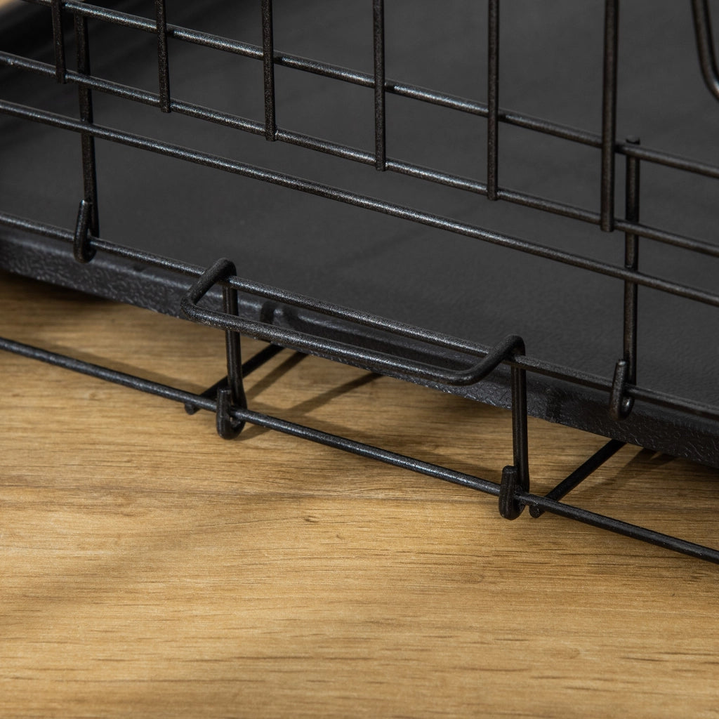 EasyComfort Gabbia per Animali Domestici Trasportino per Cani e Gatti Pieghevole in Acciaio Doppia Apertura, 76x46x52cm, Nero