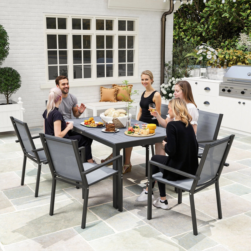 Set Tavolo e Sedie da Giardino ¨C Minimal ¨C Grigio, Acciaio, 4 Pezzi