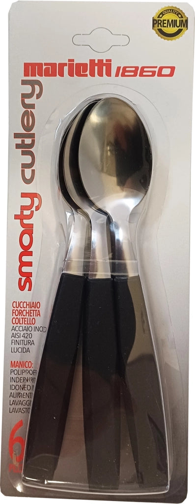 Set 6 Pezzi Cucchiai da Tavola Smarty Nero Marietti