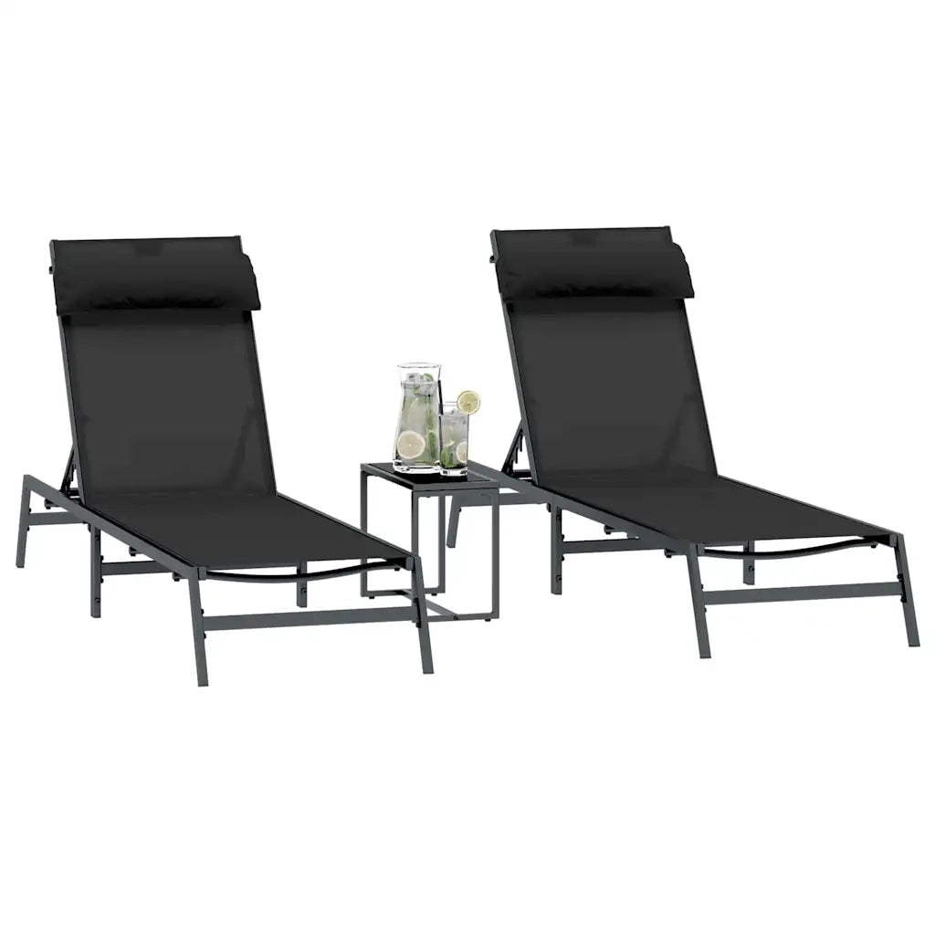 Lettini Sole 2-persona 3 pcs Nero e antracite Acciaio