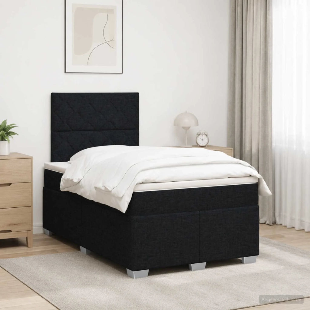 Letto box spring con materasso Nero 120 x 190 cm Tessuto 3454833