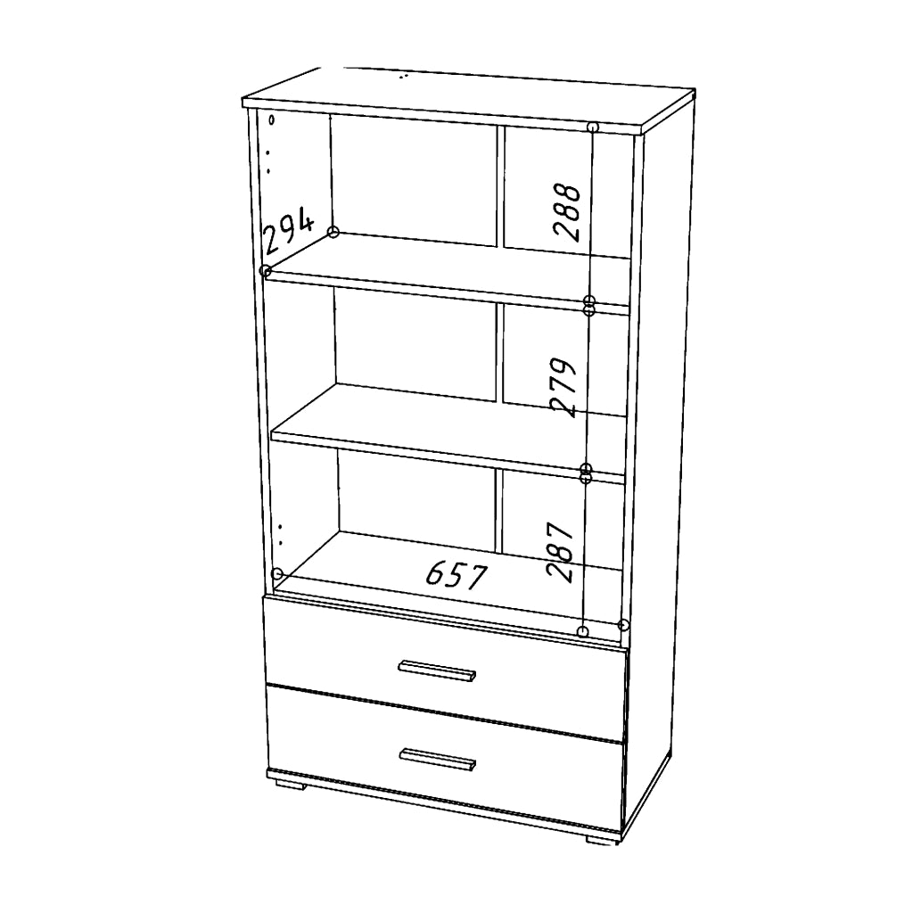 Armadio FAUSKE - 2 Cassetti - Bianco - Larghezza 69 cm, Altezza 130 cm, Profondit? 36 cm