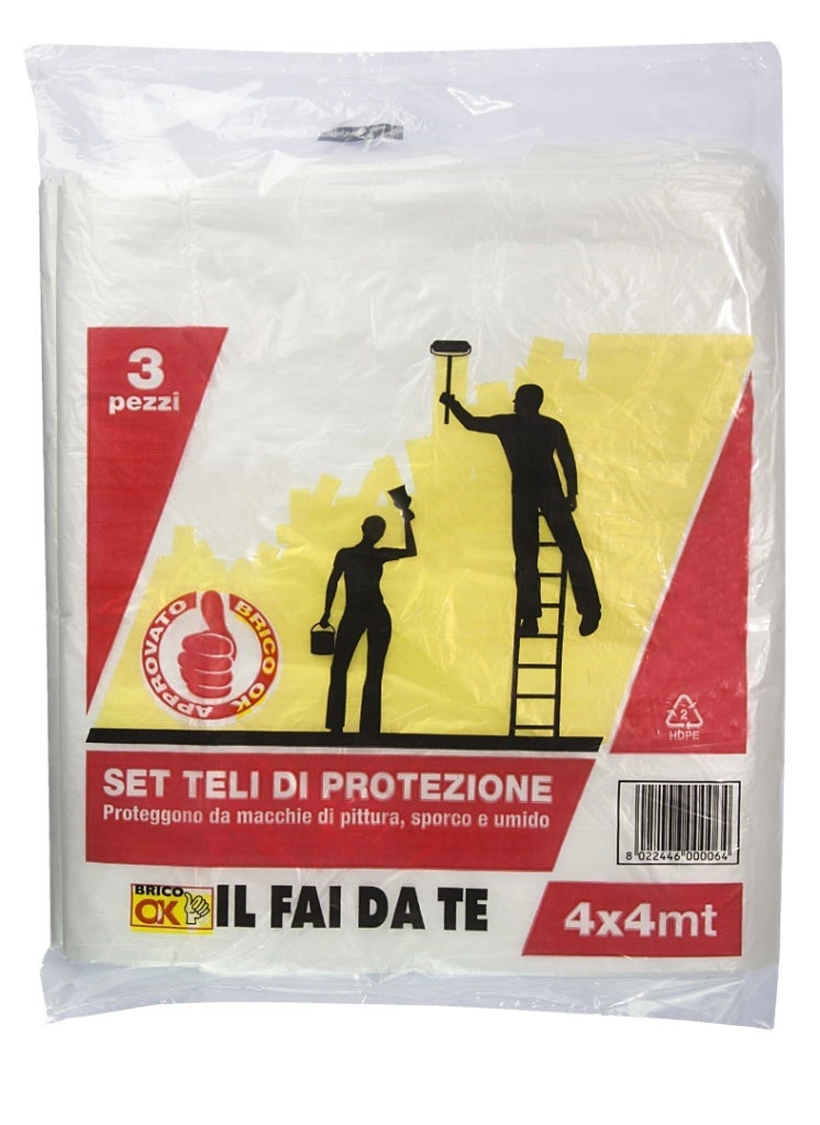 Set 3 Teli Di Protezione 4X4 Mt.Brico Ok - Pennellificio 2000