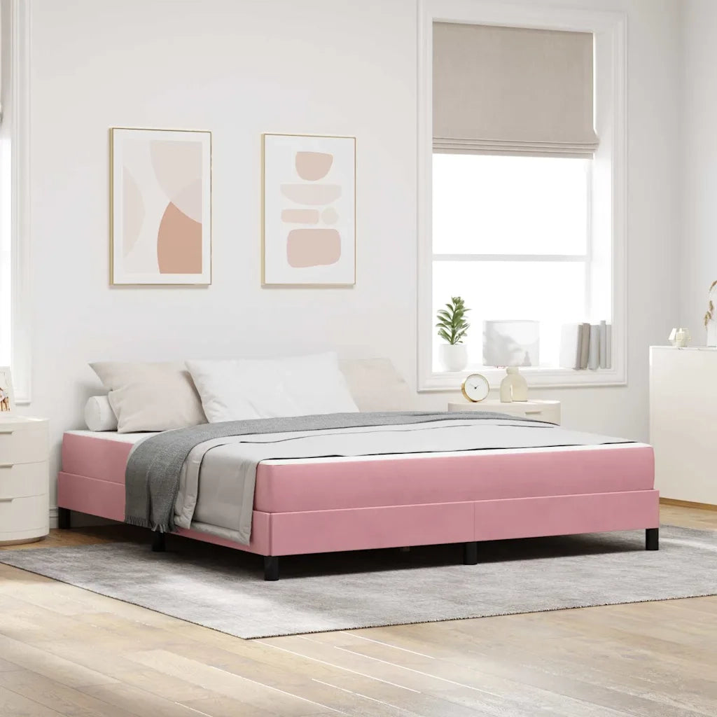 Letto a molle con materasso Rosa 180 x 200 cm Tessuto