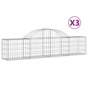Cestini gabbioni recinzione a gabbia muro di contenimento ad arco 3 pezzi 200 x 30 x 40/60 cm ferro zincato argento 02_0040737