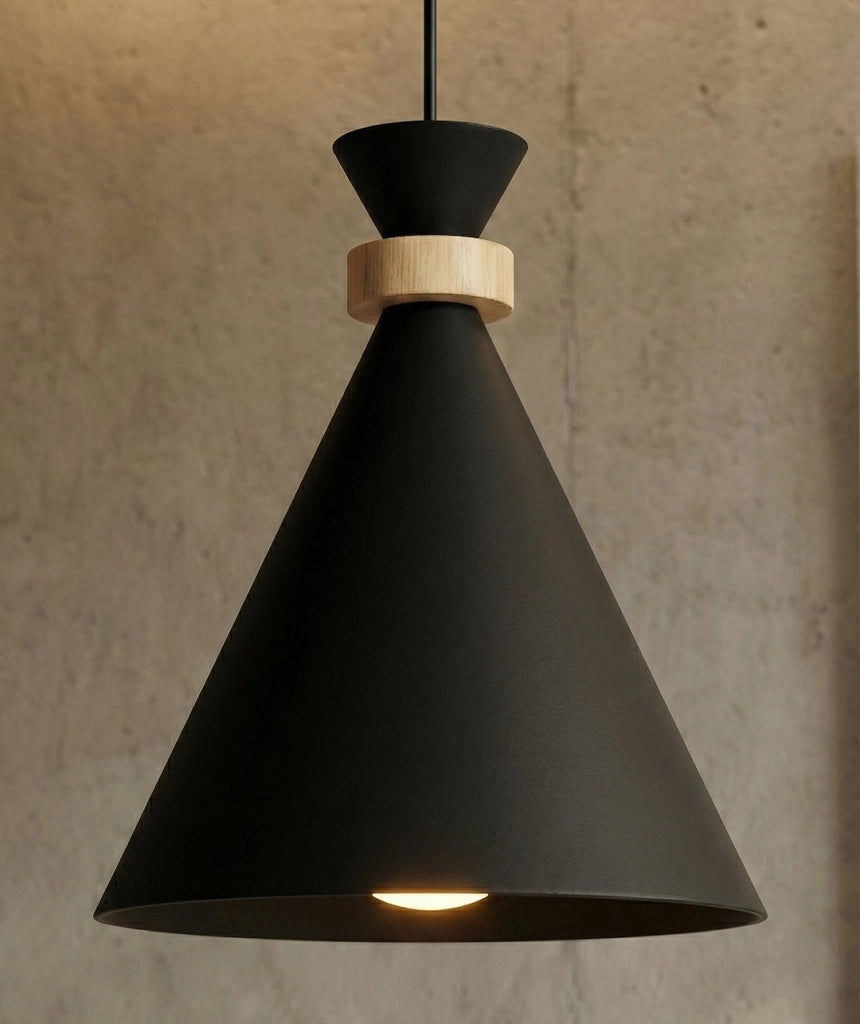 Lampada a sospensione ZERO nera legno 1xE27 Emibig