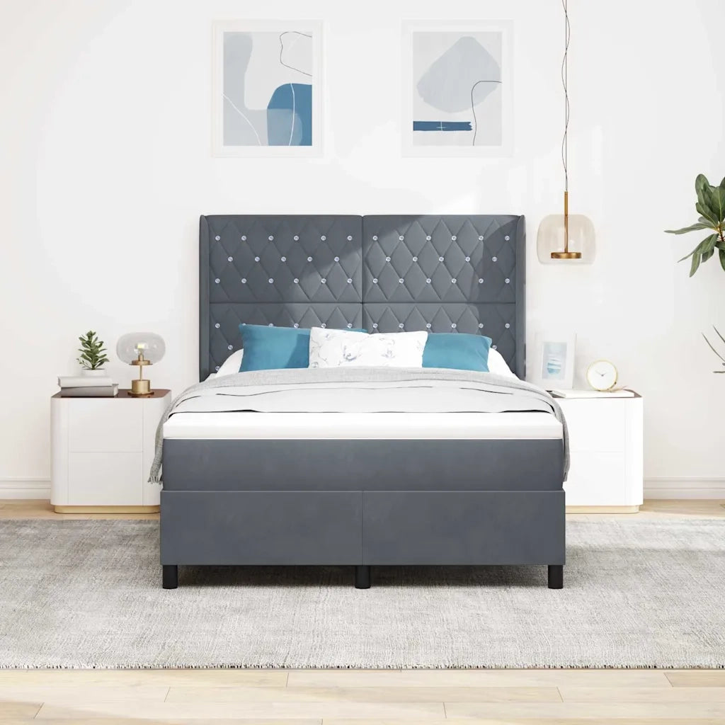 Letto a molle con materasso Grigio scuro 160 x 200 cm Velluto 3343821