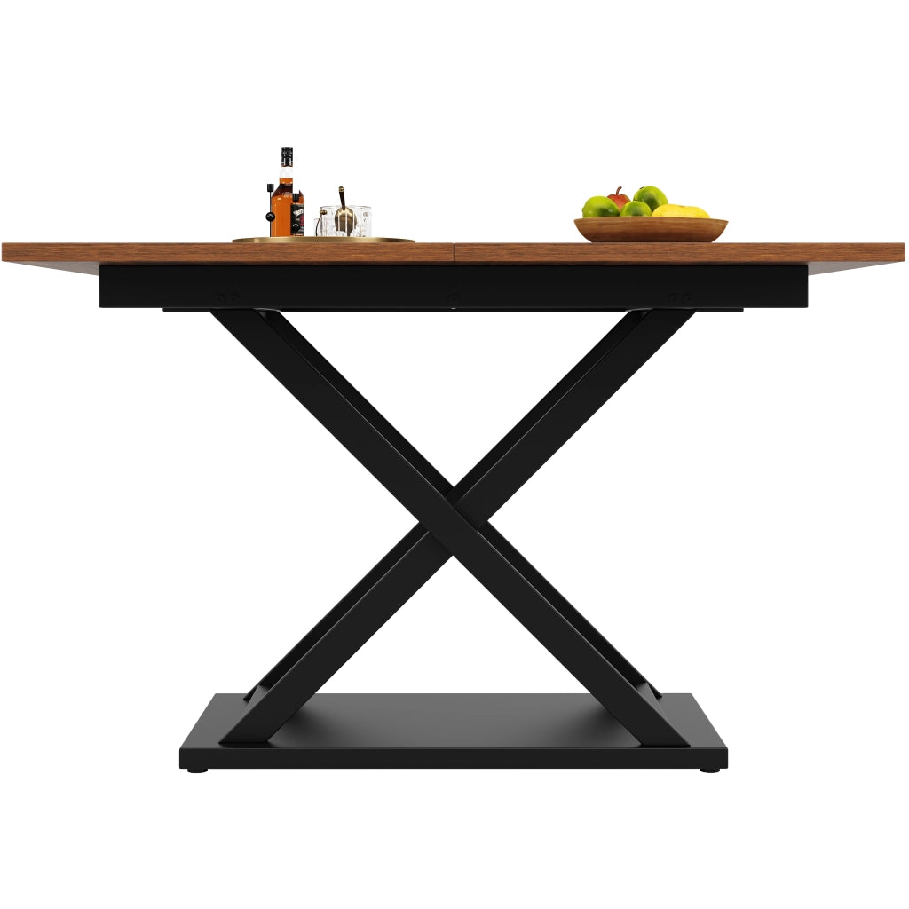 TAVOLO ALLUNGABILE 120-160x80x75 cm Noci/Nero MDF e Metallo
