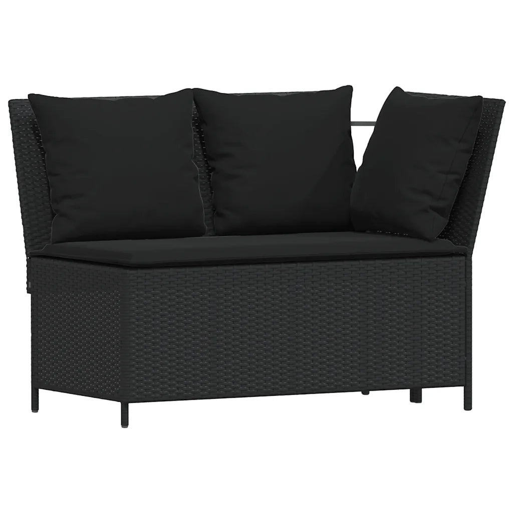 Set da Pranzo da Giardino 4 pz con Cuscini Nero in Polyrattan 4104132