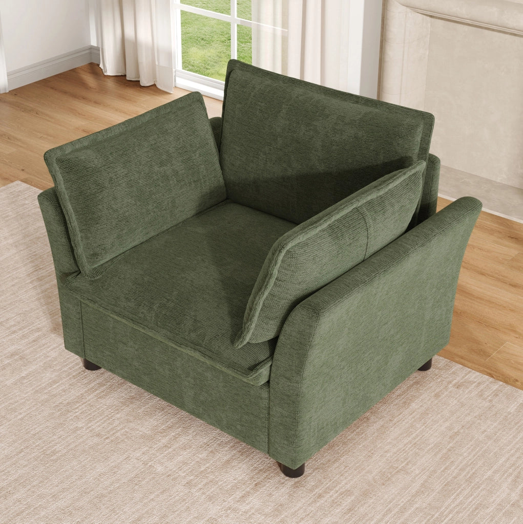 Poltrona singola con braccioli 90 x 81 x 87 cm in tessuto Chenille verde