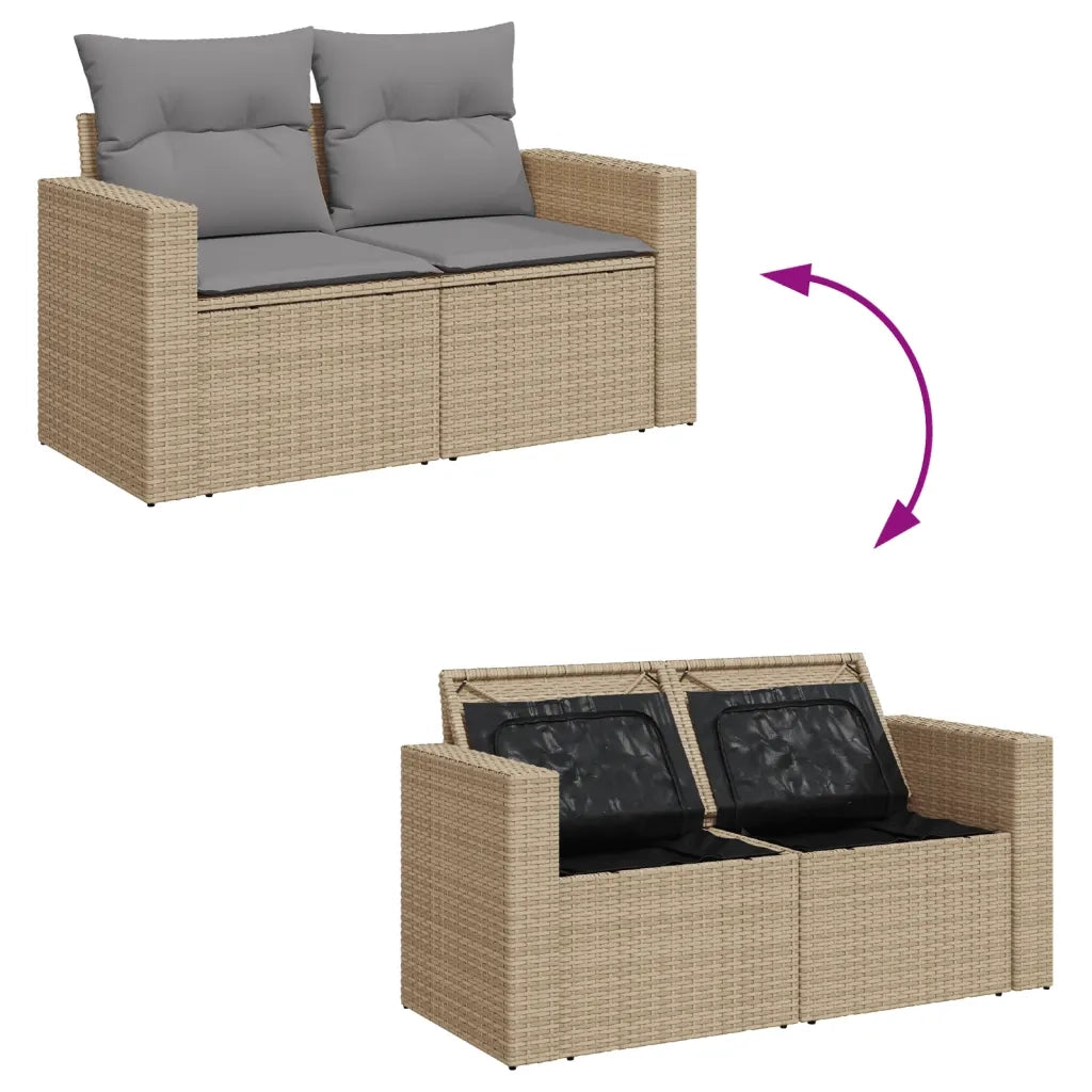 Set Divano da Giardino 7 pz con Cuscini Beige Misto Polyrattan 3256479