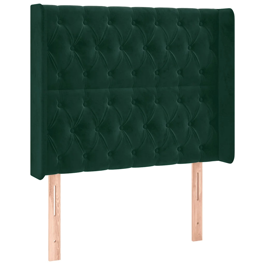 Testiera ad Orecchio Verde Scuro 103x16x118/128cm in Velluto 3119961