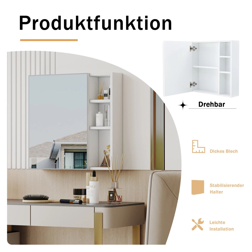 ARMADIO SPECCHIO DA PARETE 63,5x60x13 cm Bianco MDF e vetro di sicurezza