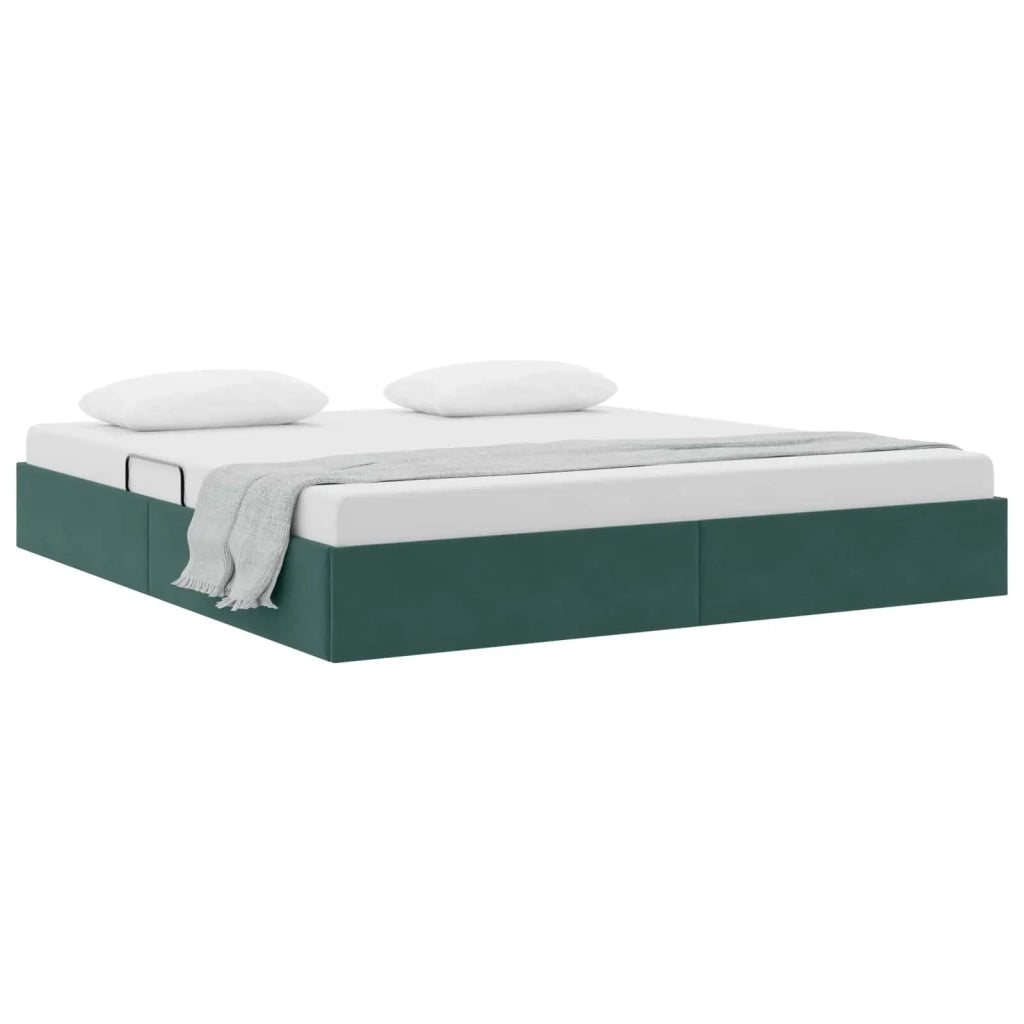 Letto ottomano Verde Scuro 160 x 200 cm Velluto 3442895