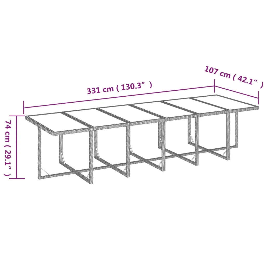 Set da Pranzo da Giardino 13 pz con Cuscini in Polyrattan Beige 3095635