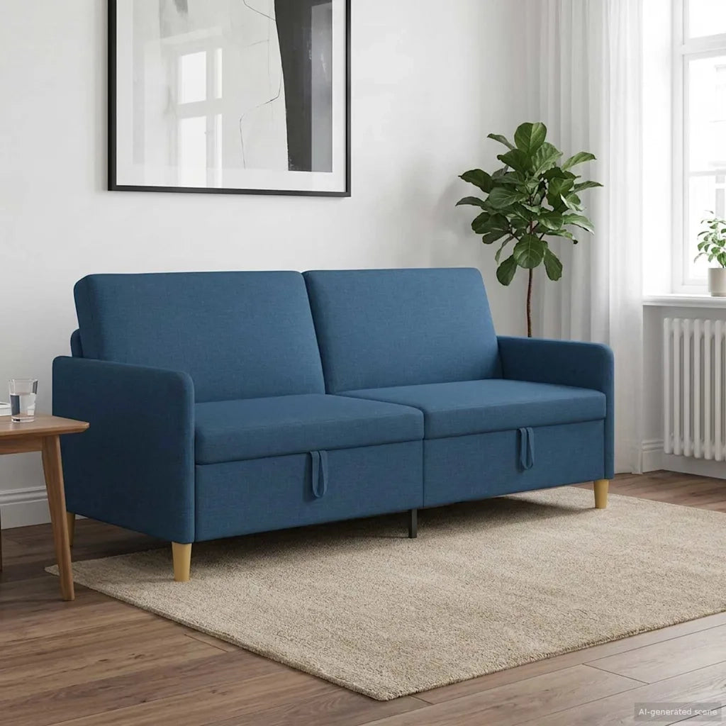 Divano con Storage Blu 192 x 78 x 87 cm Poliestere 42036983