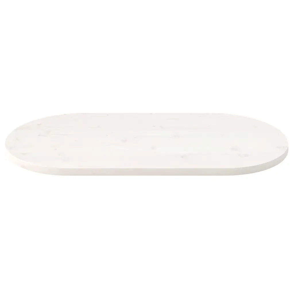Piano Tavolo Bianco 100x50x2,5 cm Legno Massello di Pino Ovale 824361