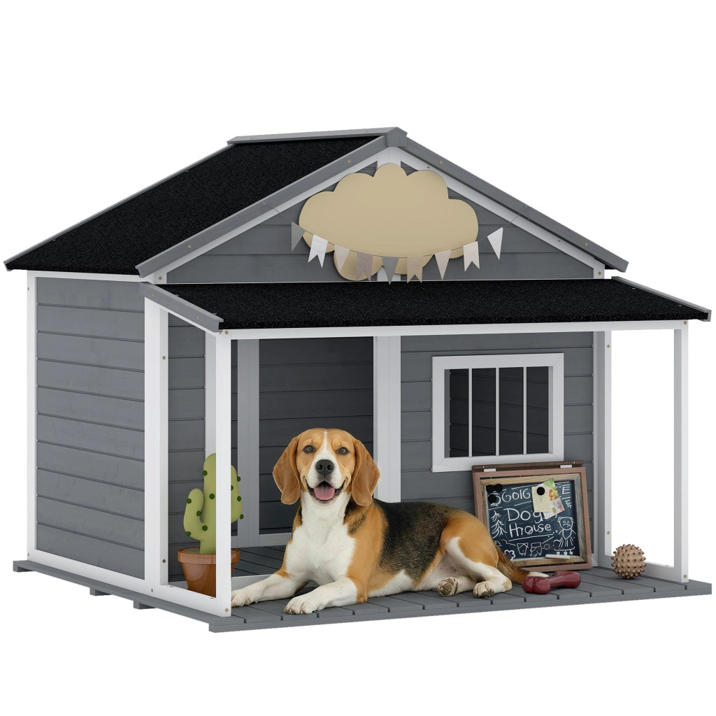 Cuccia per Cani da Esterno con Terrazza ¨C Minimal ¨C Grigio 124x112x105cm