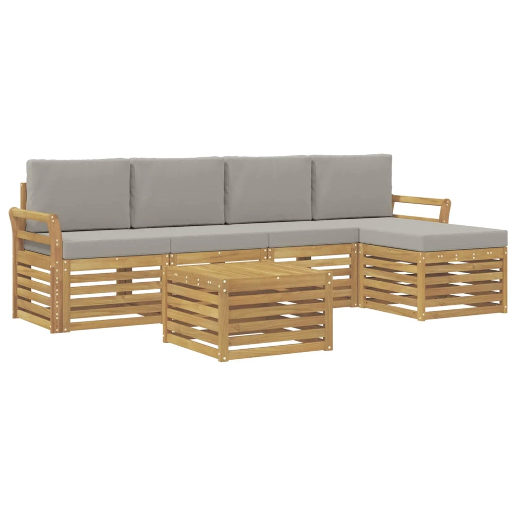 Set di divani da esterno 6 pcs Bianco e Grigio Chiaro 3391716