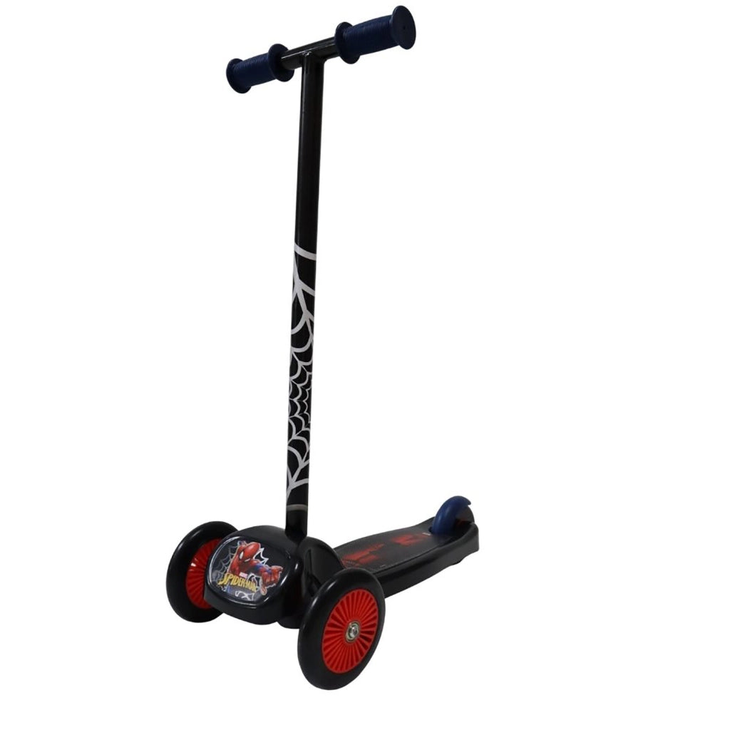 Monopattino per Bambini a 3 Ruote Licenza Marvel Spiderman Lean-to-Steer Cuscinetti ABEC-5 Nero