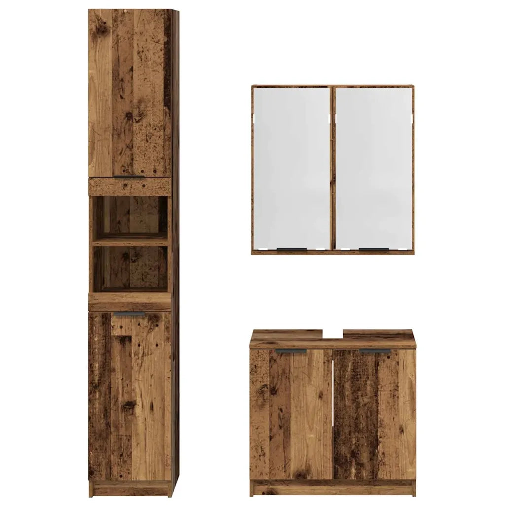 Set di Armadi da Bagno 3 pcs Legno vecchio Legno multistrato 3415656