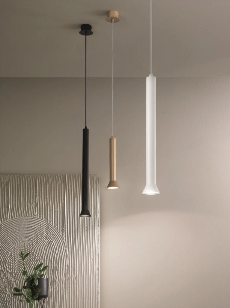SOSPENSIONE LILA PICCOLA BIANCO H.26CM D.6,6CM 1 LUCE ATTACCO GU10