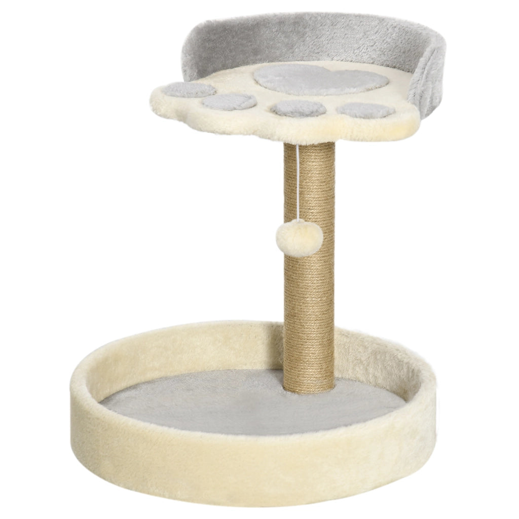 Albero per Gatti Grigio con Piattaforme e Pompon ¨C Minimal ¨C Grigio 44 cm