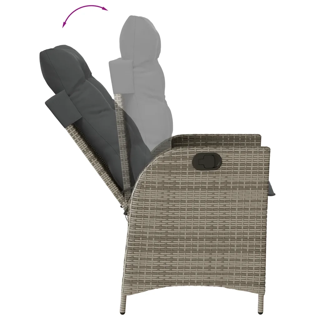 Set da Pranzo da Giardino 9 pz con Cuscini in Polyrattan Grigio 3213232