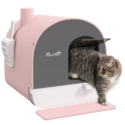 Lettiera per Gatti con Coperchio, Paletta e Tappetino ¨C Minimal ¨C Rosa/Nero