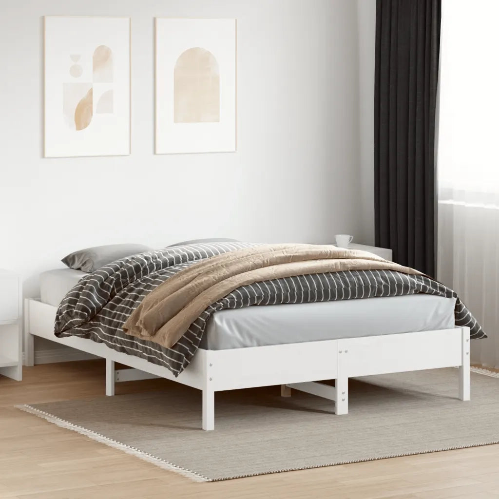 Letto senza Materasso-Struttura Letto Bianco 140x200 cm Legno Massello di Pino 424375