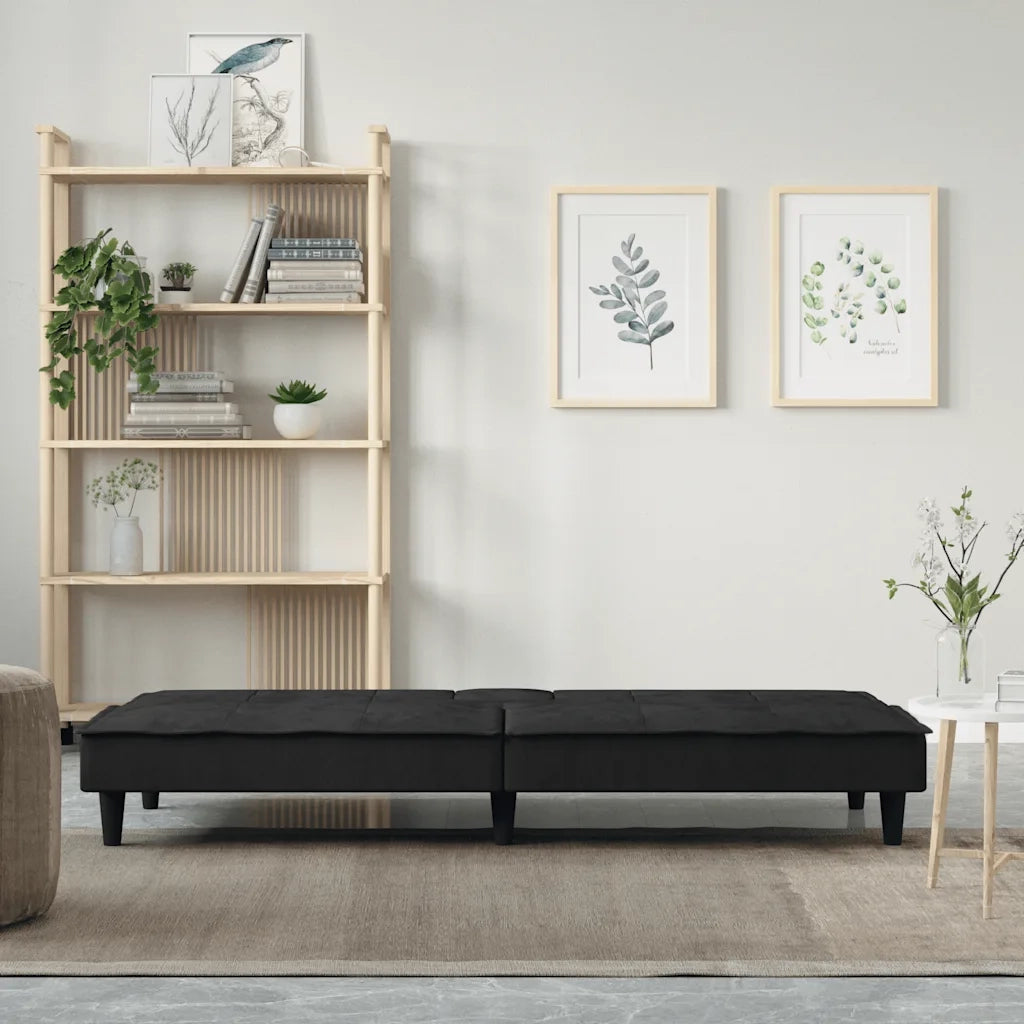 Divano letto | Sof¨¤ letto | Letto singolo con Portabicchieri in Velluto Nero