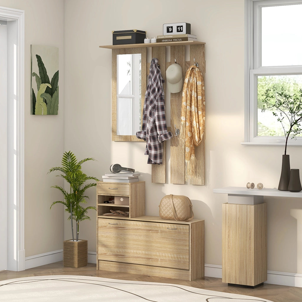 Panchina ingresso con specchio e appendiabiti ¨C Xylo ¨C bianco 90x10x91cm
