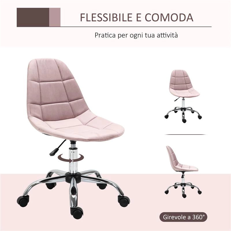 SEDIA GIREVOLE PER SCRIVANIA UFFICIO ERGONOMICA REGOLABILE ROSA