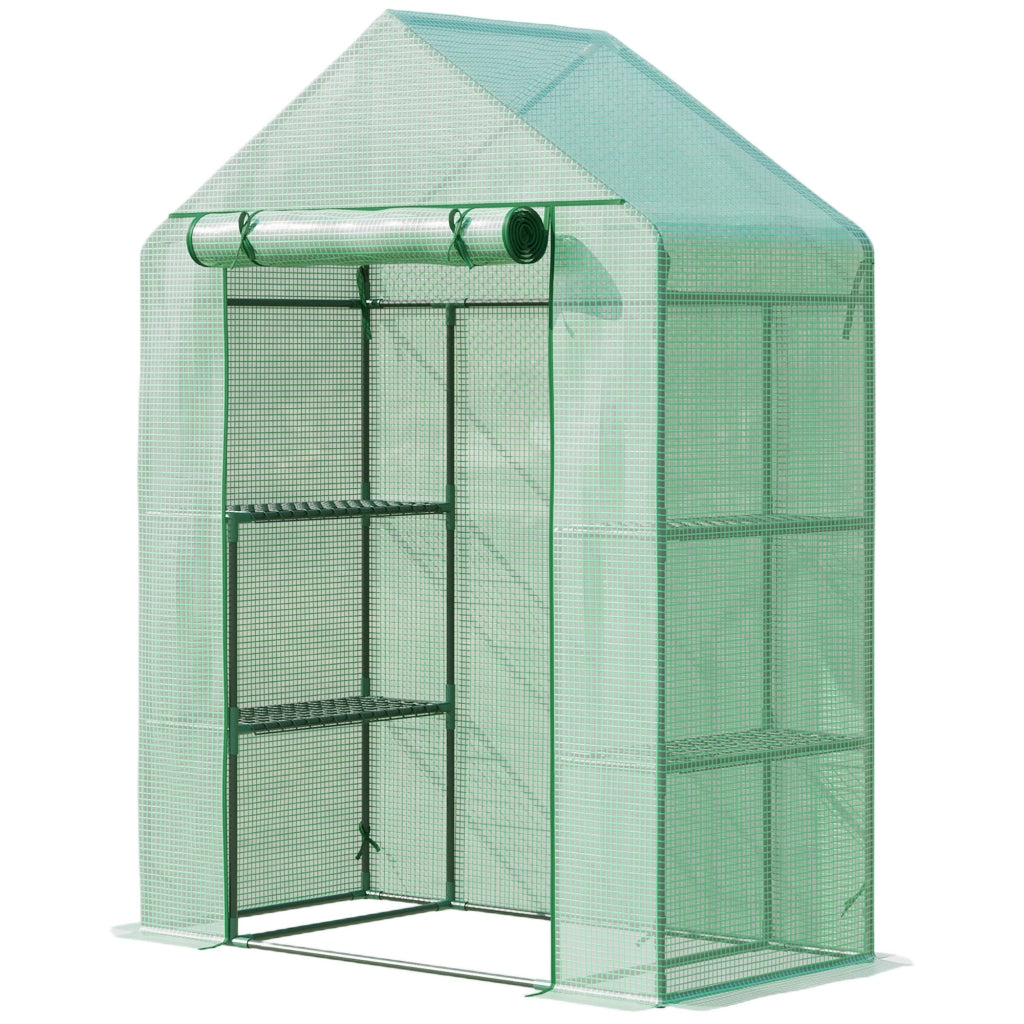 Serra da giardino con 4 ripiani ¨C zephmum ¨C verde 141x72x191 cm