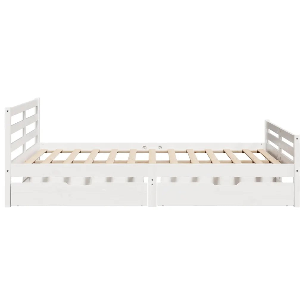 Letto senza Materasso-Struttura Letto Bianco 140x200 cm Legno Massello di Pino 546827