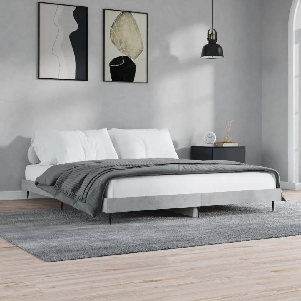 Letto matrimoniale | Letto per adulti | Giroletto Grigio Cemento 120x200 cm in Legno Multistrato