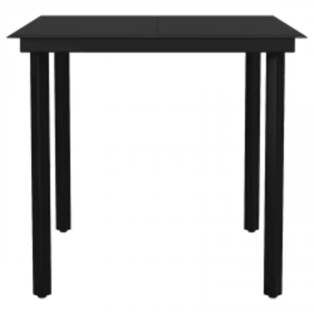 Set Mobili da Pranzo per Giardino 5 pz Nero Polyrattan Vetro 3334584