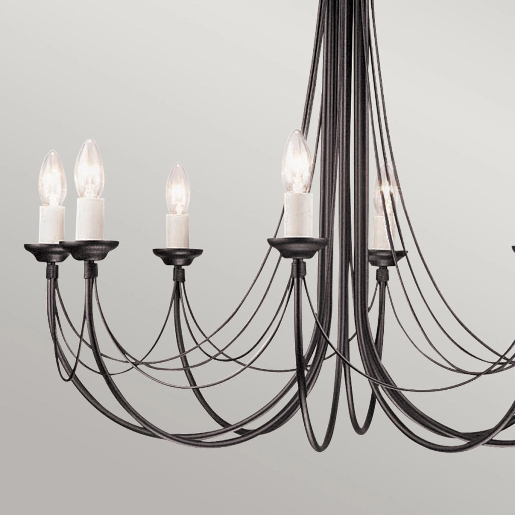 Lampadario gotico nero Carisbrooke 8xE14 60W Elstead