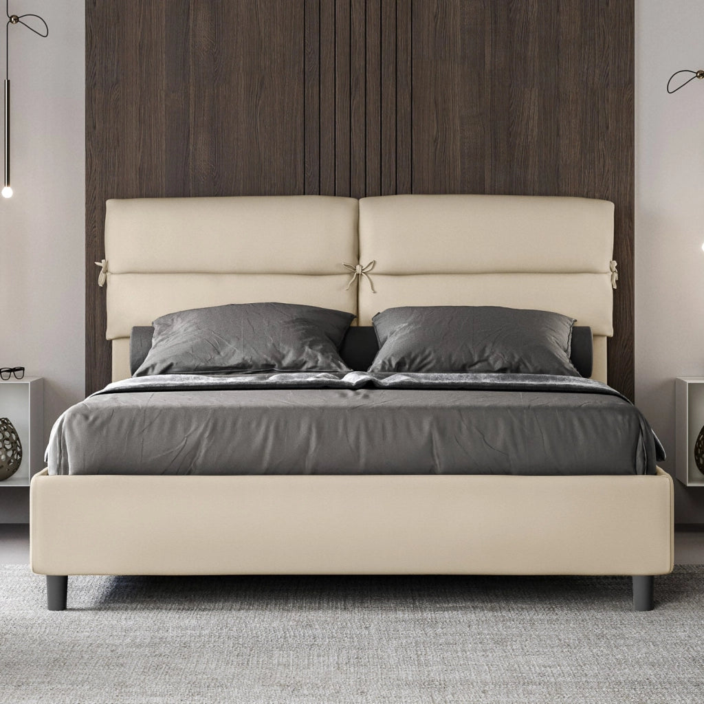 Letto Matrimoniale 160x210 cm con Rete e Contenitore Nandy Tortora