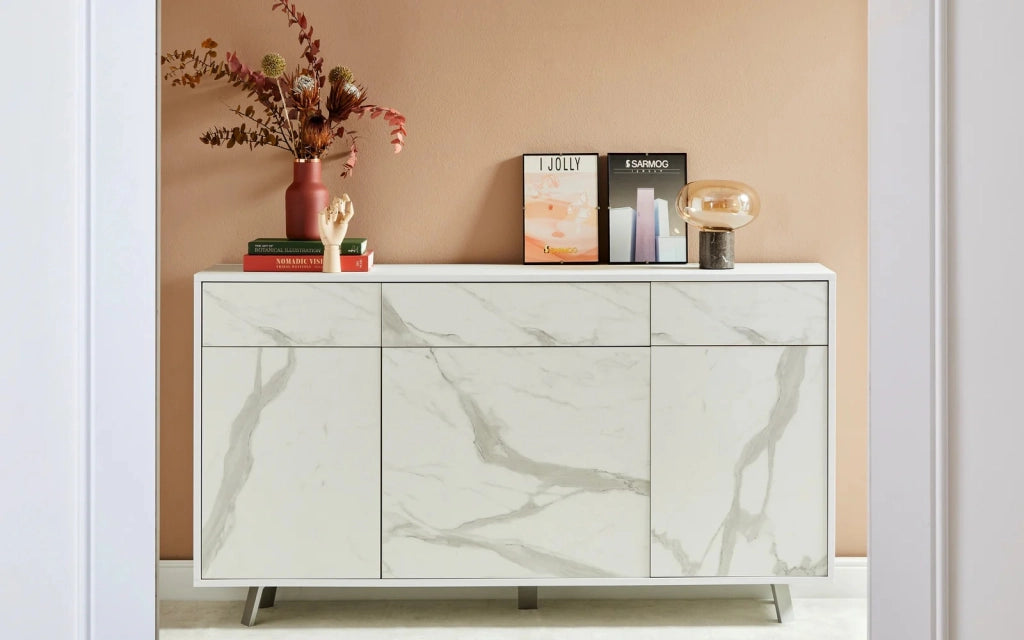Mobile Soggiorno 3 Ante 3 Cassetti 164x41 h92cm Ossido Bianco