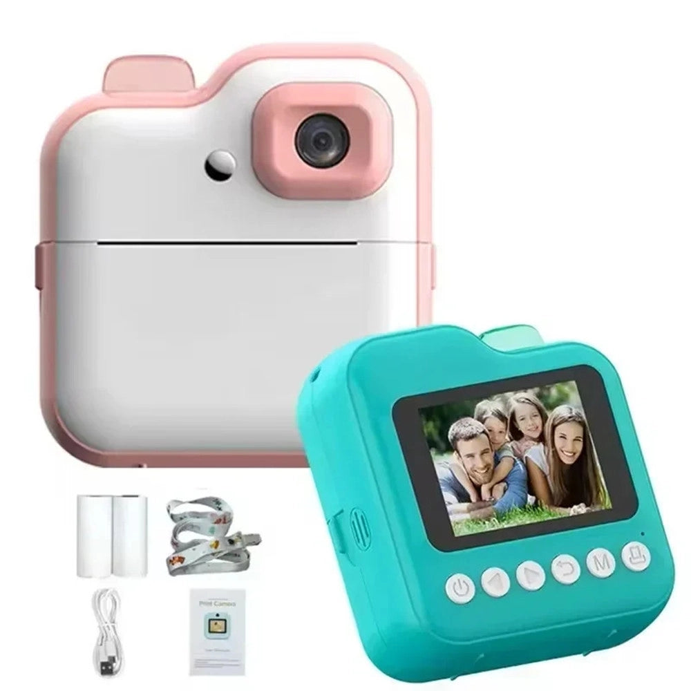 Trade Shop - Fotocamera Digitale Con Stampa Istantanea Per Bambini Con Schermo Ips 2,4″ Zoom Ottico C8 -